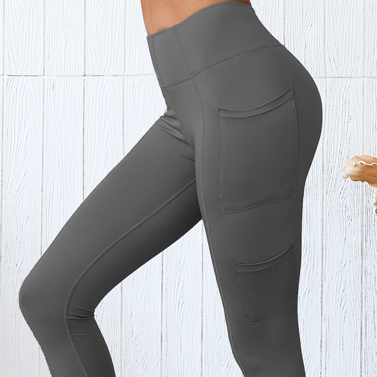 

Women Fitness Leggings with Pockets (Color:Dark Gray Size:XL)