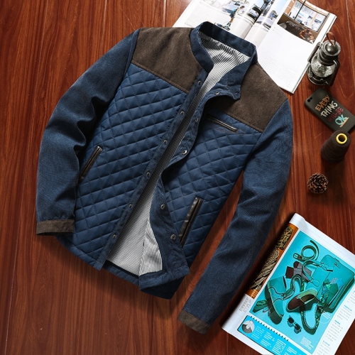

Solid Color Collage Collar Men Jacket (Color:Brown Blue Size:M)