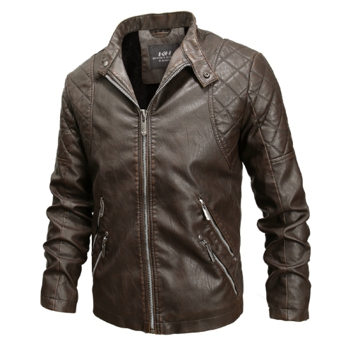 

Autumn And Winter Fashion Tide Male Leather Jacket (Color:Coffee Size:L)