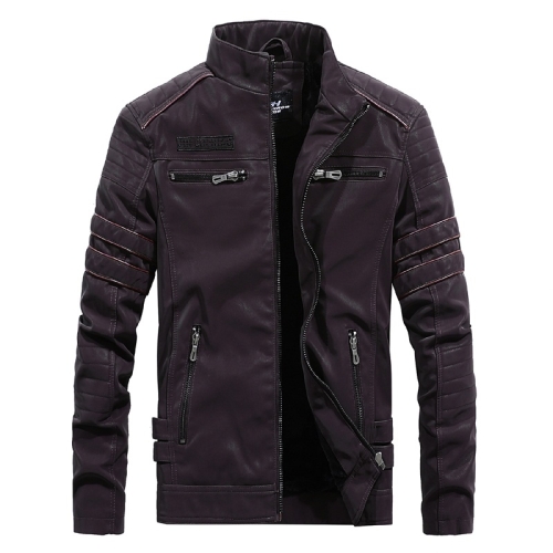 

Men Casual Leather Jacket Coat (Color:Coffee Size:L)