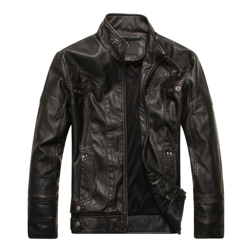 

Men Plus Velvet Fashion Leather Jacket Motorcycle Coat (Color:Black Size:XL)