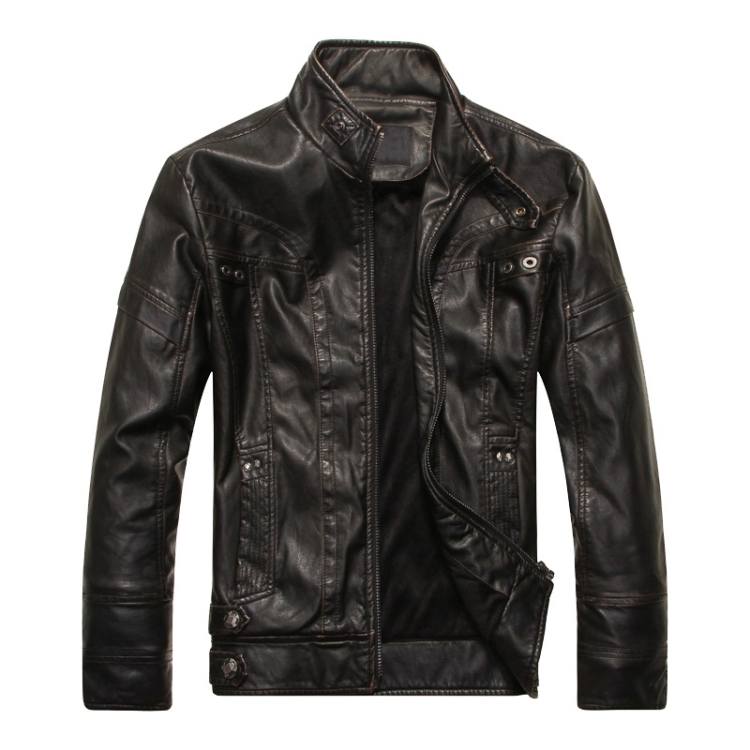 

Men Plus Velvet Fashion Leather Jacket Motorcycle Coat (Color:Black Size:XXXL)