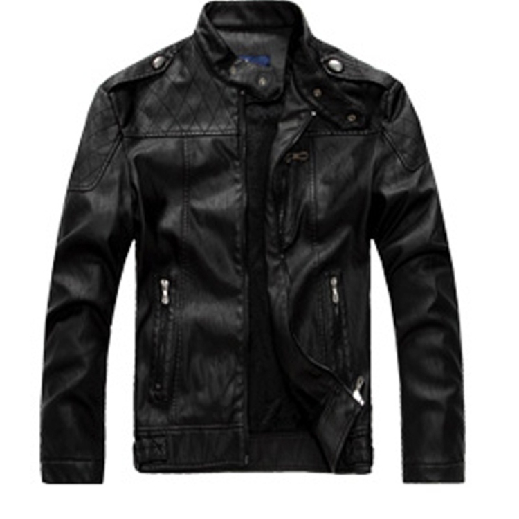 

Men Plus Velvet Motorcycle Jacket Coat (Color:Black Size:4XL)