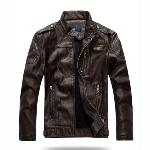 

Men Plus Velvet Motorcycle Jacket Coat (Color:Coffee Size:XXL)