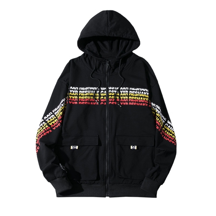 

Hip Hop Loose Couple Hooded Cardigan Sweatshirt (Color:Black Size:M)