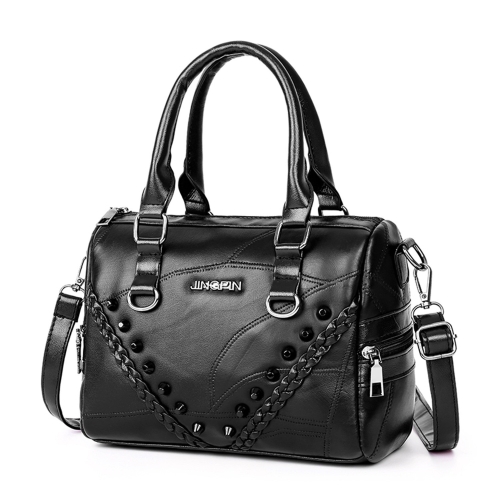 

Fashion Travel PU Leather Rivet Single Shoulder Crossbody Handbag Bags (Color:Black Size:OneSize)