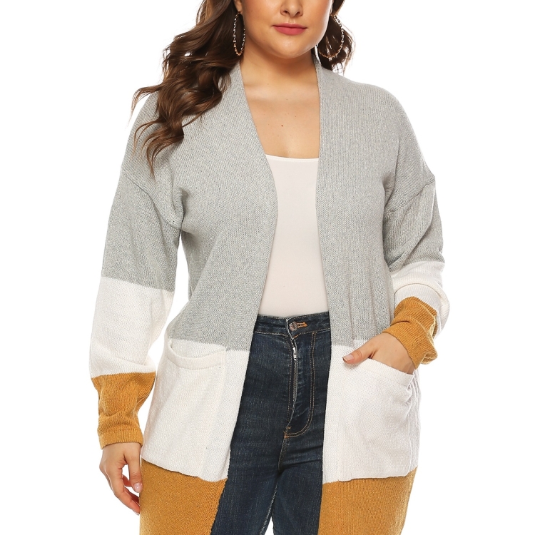 

Contrast Stitching Knit Jacket (Color:Grey Size:XL)