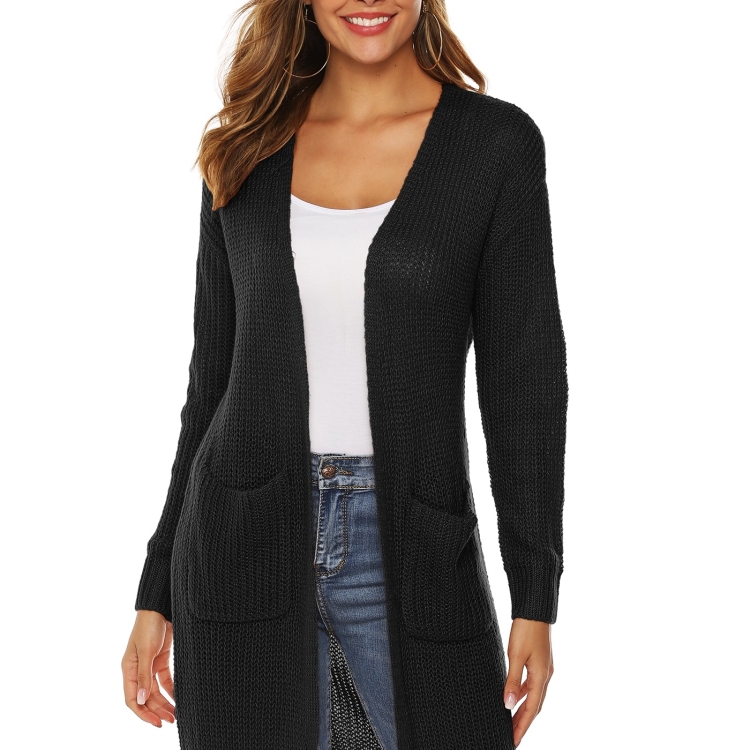 

Irregular Solid Long Sweater (Color:Black Size:L)