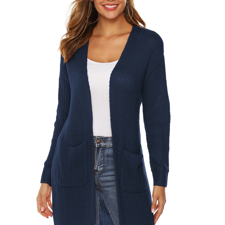 

Irregular Solid Long Sweater (Color:Blue Size:L)
