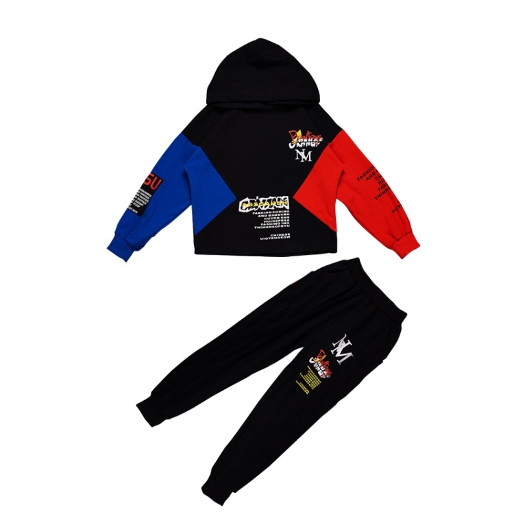 

Boys Loose Long Sleeve Casual Two-piece Suit (Color:Blue Red Size:130cm)