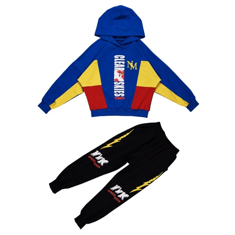 

Boys Hooded Casual Sport Two-piece (Color:Dark Blue Size:160cm)
