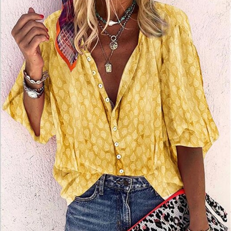 

Fashion Loose Women Blouse (Color:Yellow Size:XXXXL)