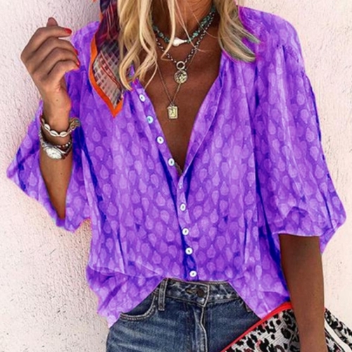 

Fashion Loose Women Blouse (Color:Purple Size:XXXXL)