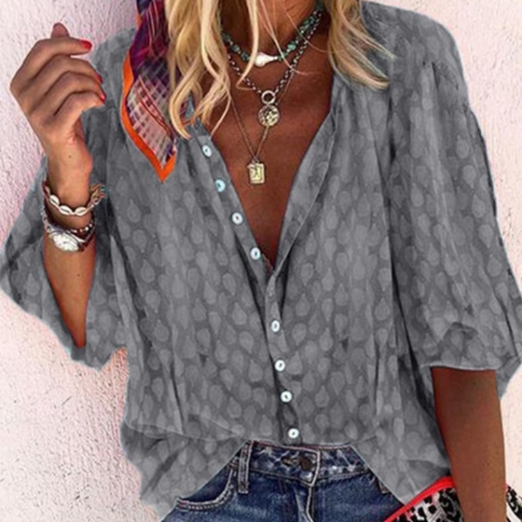 

Fashion Loose Women Blouse (Color:Grey Size:XXL)