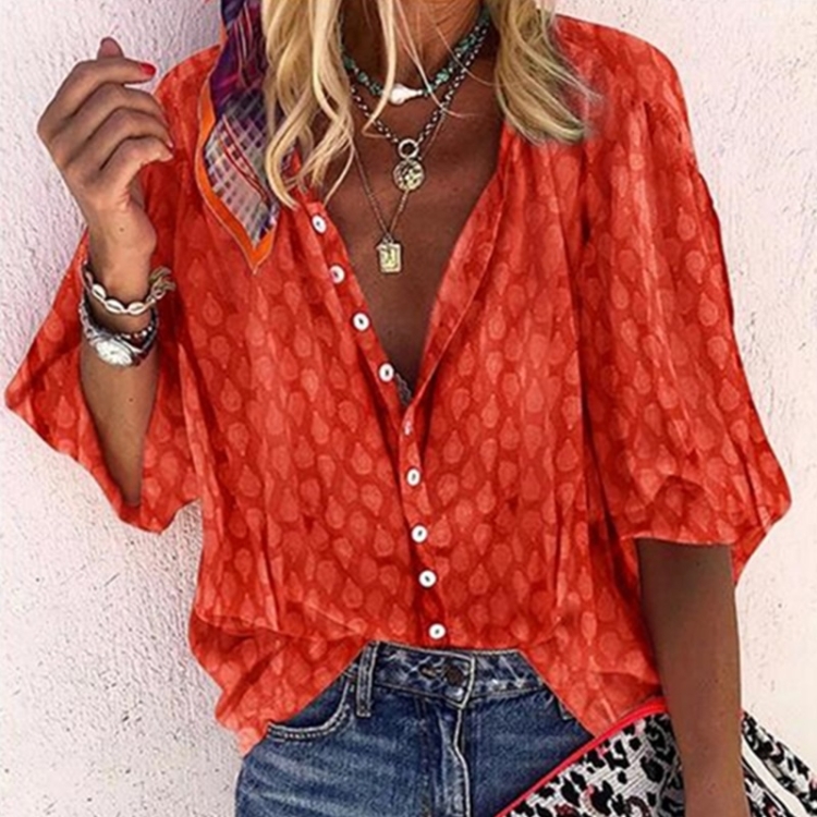 

Fashion Loose Women Blouse (Color:Orange Size:XXXL)