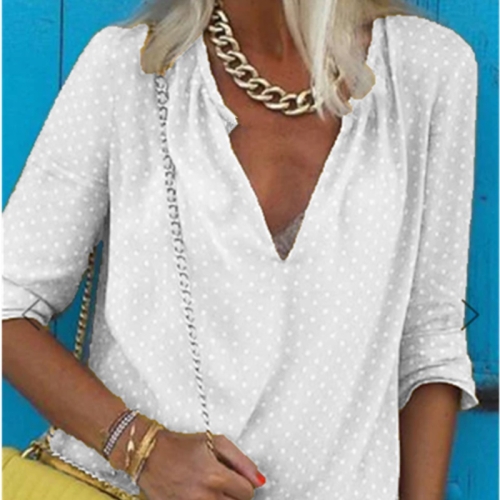 

Fashion V-neck Printing Shirt (Color:White Size:XL)