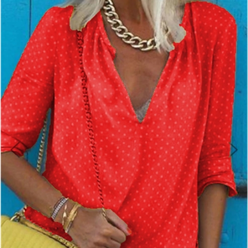 

Fashion V-neck Printing Shirt (Color:Red Size:L)