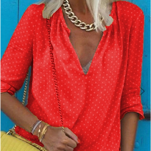 

Fashion V-neck Printing Shirt (Color:Red Size:5XL)