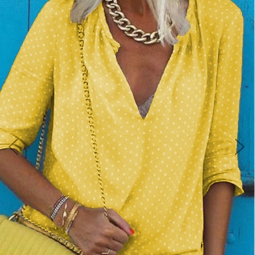 

Fashion V-neck Printing Shirt (Color:Yellow Size:L)