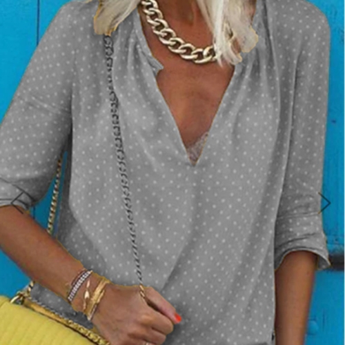 

Fashion V-neck Printing Shirt (Color:Grey Size:XXXXL)