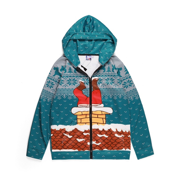 

Santa Claus Zipper Cardigan Printed Men Sweatshirt(Color:As Show Size:XL)
