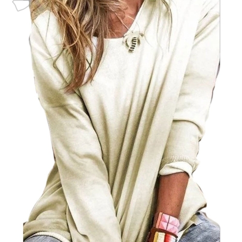 

Women Loose Long-sleeved Shirt Gradient T-shirt (Color:Khaki Size:M)