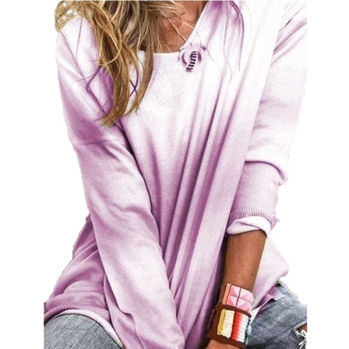 

Women Loose Long-sleeved Shirt Gradient T-shirt (Color:Purple Size:M)