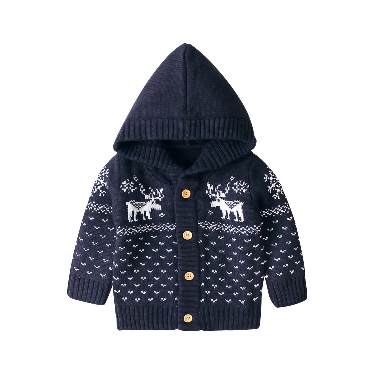 

Boys And Girls Cartoon Baby Hooded Knit Jacket