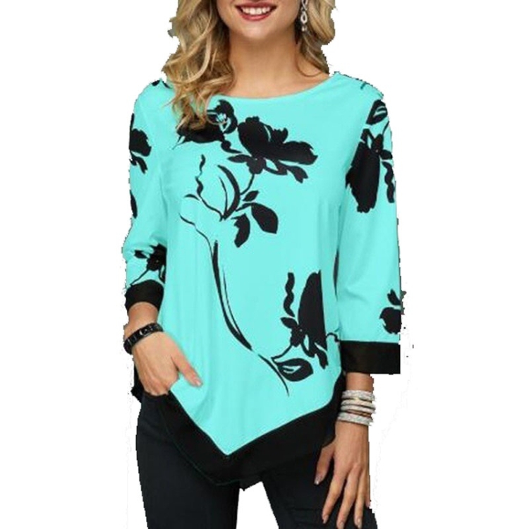 

Loose Irregular Long-sleeved Top T-shirt (Color:Green Size:5XL)