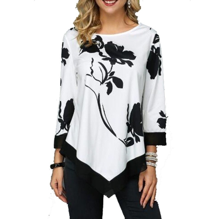 

Loose Irregular Long-sleeved Top T-shirt (Color:White Size:XXL)