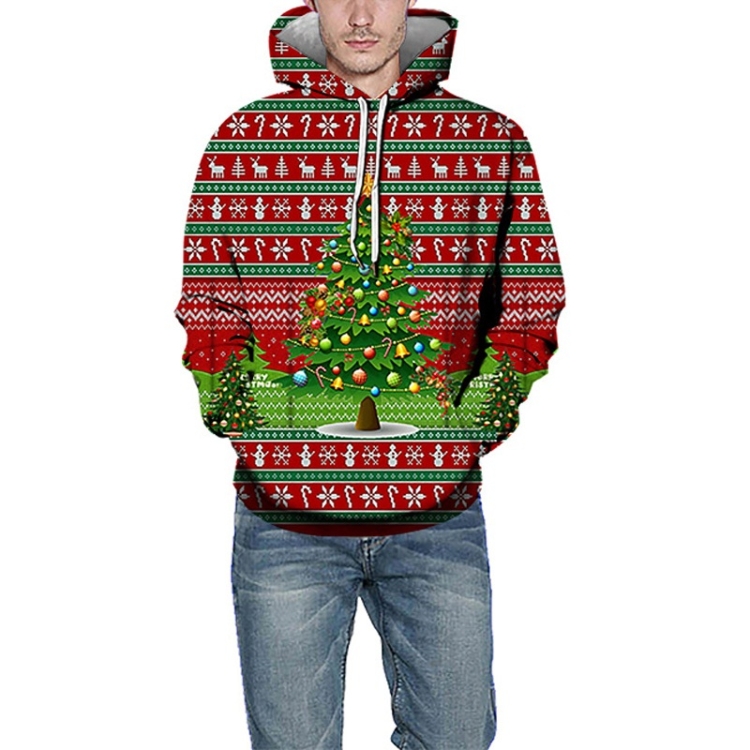 

Christmas Tree Reindeer Men Printed Hoodie (Color:Red Size:L)