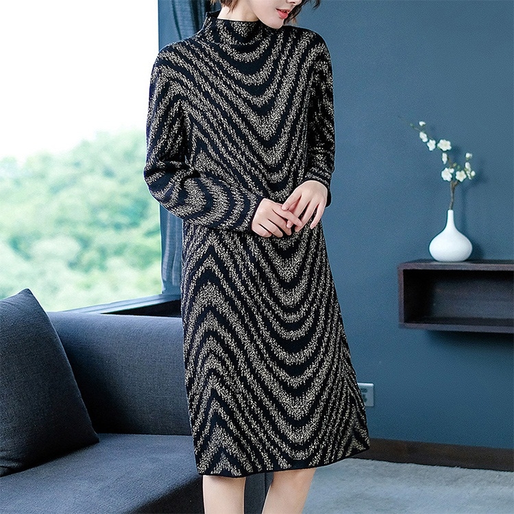 

Long Sections Bottoming Sweater Dress Knee(Color:As Show Size:S)