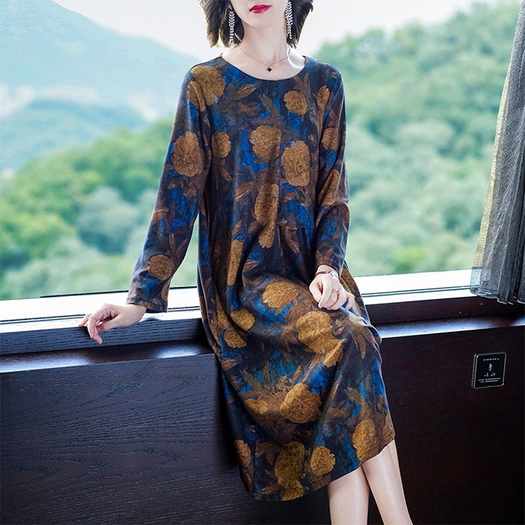 

Printing Loose Long Sleeve Skirt Dress(Color:Yellow Flower Size:M)