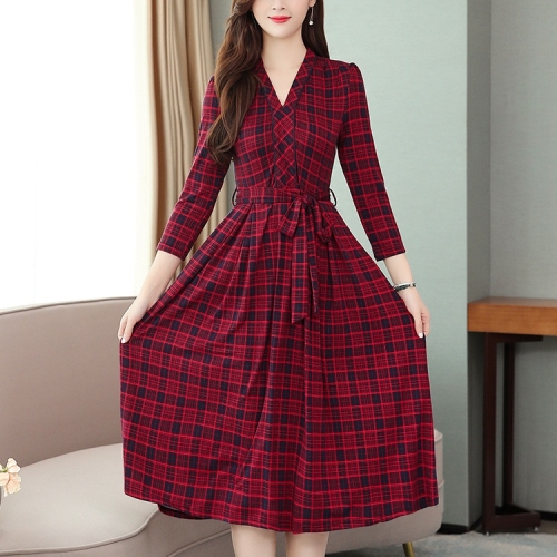 

Plus Velvet Waist Slimming Temperament Dress (Color:Red Size:M)