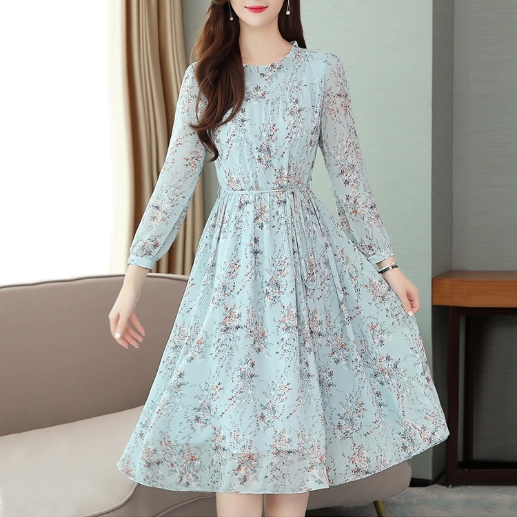 

Floral Chiffon Mid Long Sections Dress (Color:Army Green Size:M)