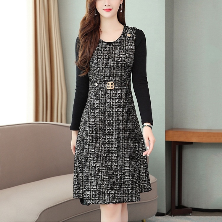 

Two-piece Slim Long-sleeved Dress (Color:Black Size:M)
