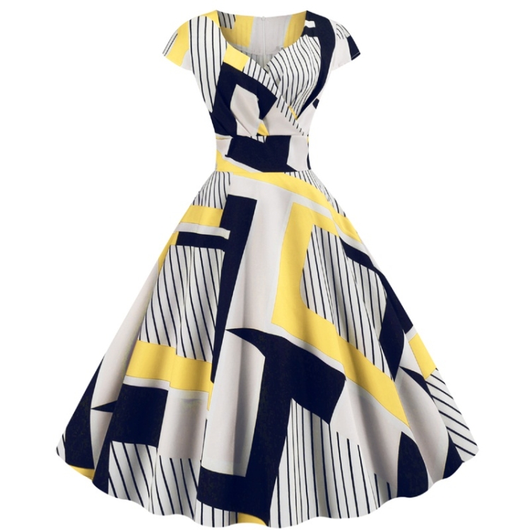 

Printed Waist Slimming Large Swing Dress(Color:As Show Size:S)