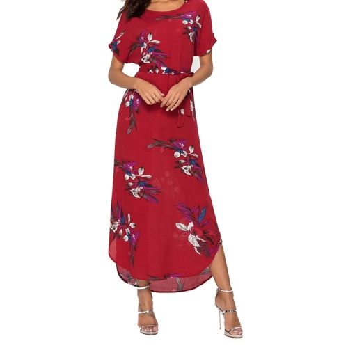 

Women Fashion Print Dress (Color:Red Size:S)