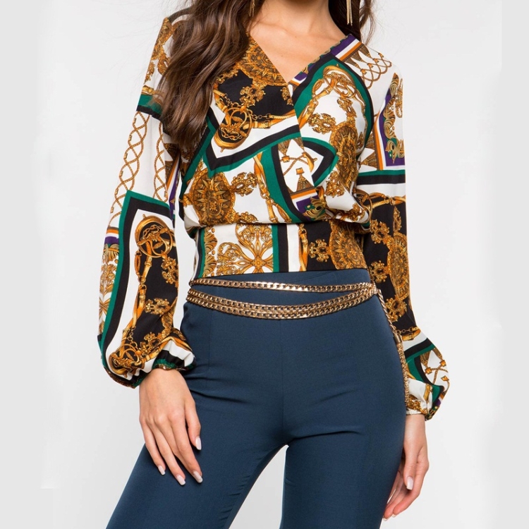 

Long-sleeved Printing Short Shirt(Color:Green Size:S)