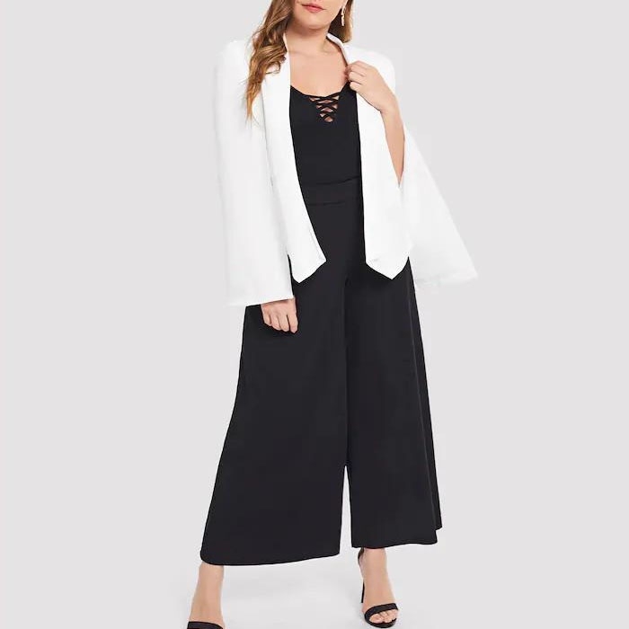 

Autumn and Winter Large Size Women Cloak Shawl Small Suit (Color:White Size:XXXL)