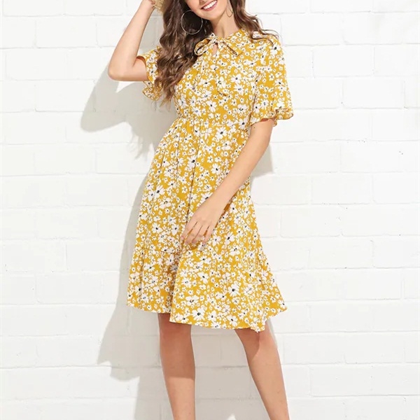 

Small Fresh Floral Women Dress (Color:Yellow Size:L)