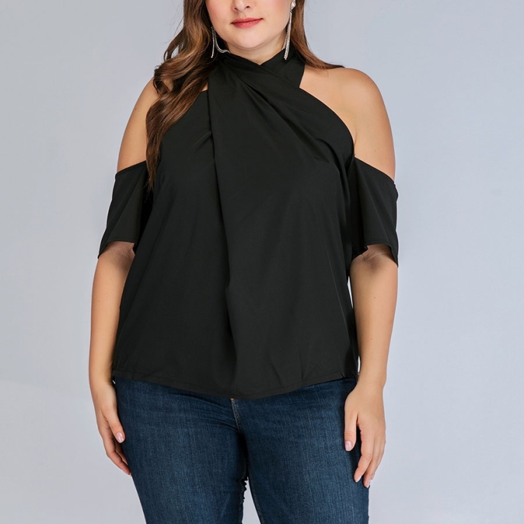 

Large Size Women Off-Shoulder Shirt (Color:Black Size:L)