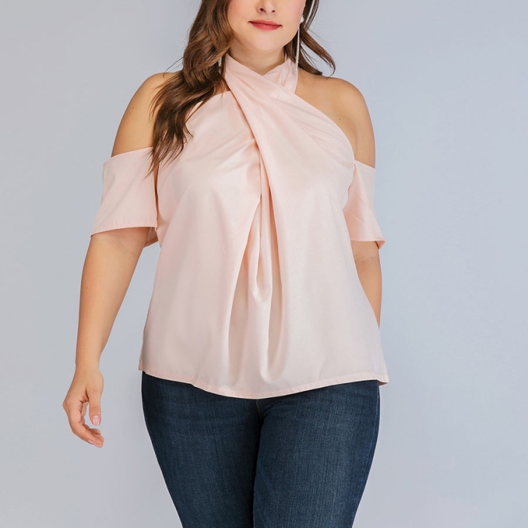 

Large Size Women Off-Shoulder Shirt (Color:Pink Size:XXXXL)