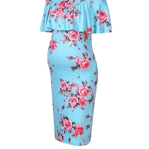 

Printed Collar Pregnant Women Dress (Color:Sky Blue Size:S)