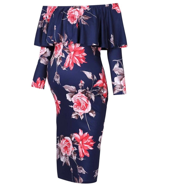 

Printed Collar Pregnant Women Dress (Color:Navy Blue Size:S)