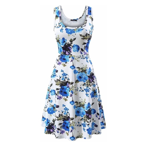 

Beach Dress Print Dress (Color:Blue Size:S)