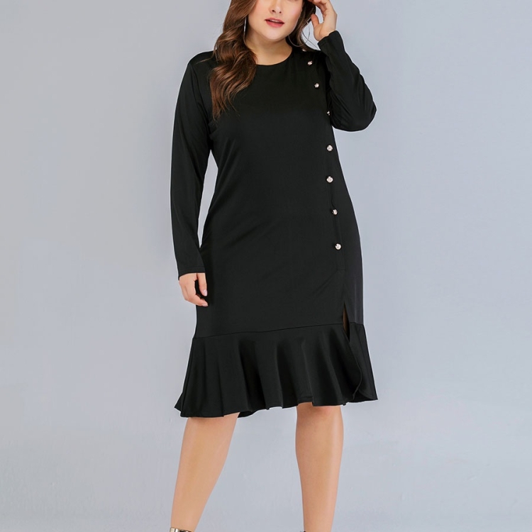 

Large Size Women Fashion Casual Dress (Color:Black Size:XXXXL)