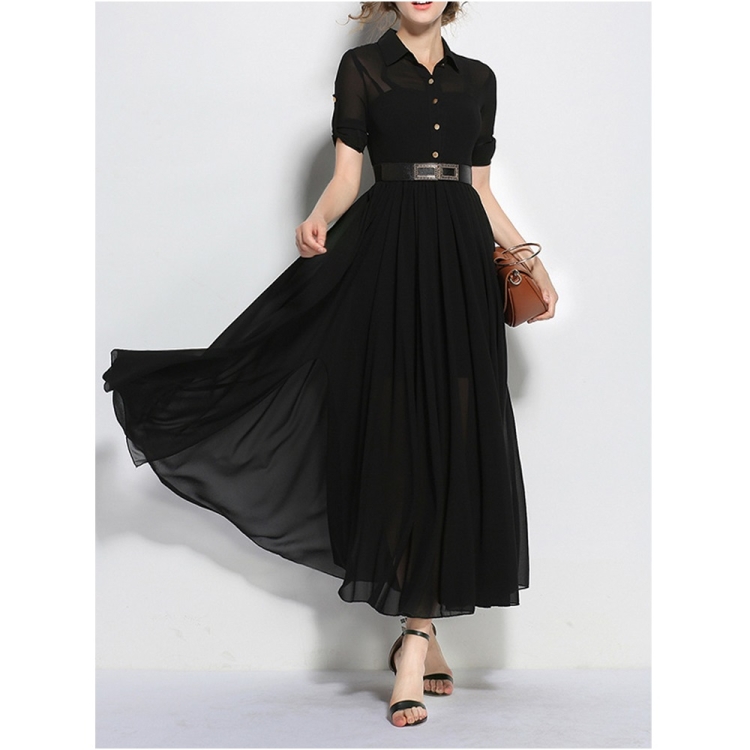 

Medium Long Chiffon Dress (Color:Black Size:S)
