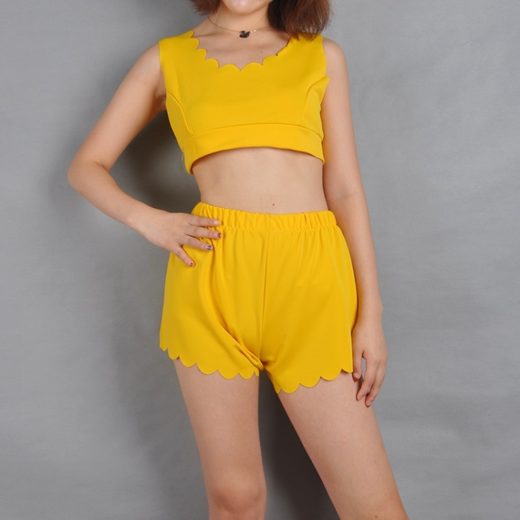 

Burnt Vest Casual Home Two-Piece Pajamas (Color:Yellow Size:M)