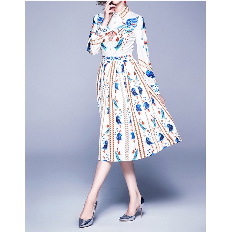 

Elegant Retro Print Big Swing Dress (Color:As Show Size:S)